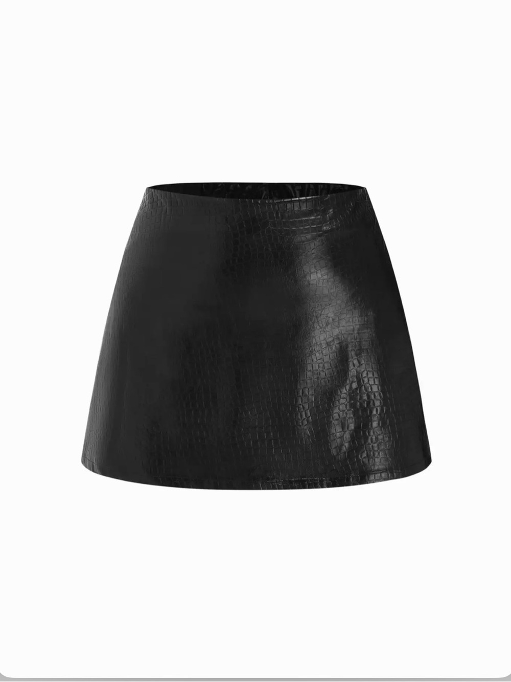 FAUX LEATHER MID RISE CROCODILE PATTERN MINI SKORT CURVE & PLUS 0XL